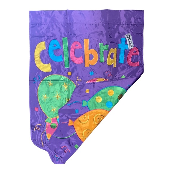 Carson 56261 Celebrate Balloons double sided appliqué house size flag - Picture 3 of 5